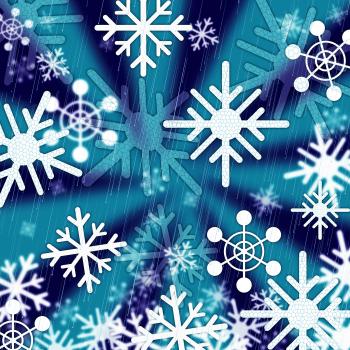 Blue Snowflakes Background Means Freezing Seasons And Christmas