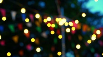 Blur background light bokeh of night festival bulbs and colorful ...