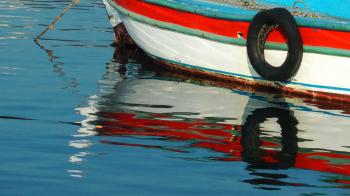 Fishing Boat and Reflection on the Water Stock Video Footage ...