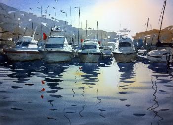 Watercolour demonstration - How to paint boats, water and ...