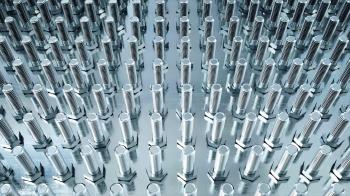 background of bolts. Industrial concept. Factory equipment. Steel ...