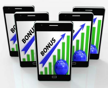Bonus Graph Phone Shows Incentives Rewards And Premiums