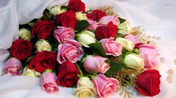 HD Image Woman Spring Flowers Bouquet Of Roses Wallpaper, HQ ...