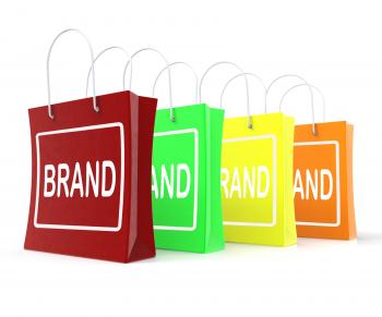Brand Shopping Bags Shows Branding Trademark Or Label