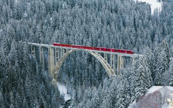 Wallpaper : trees, landscape, forest, nature, snow, winter, train ...