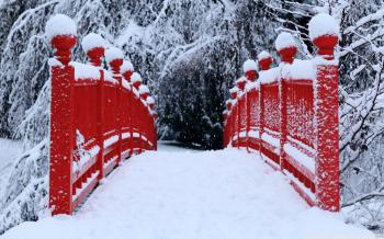 Red Japanese Bridge Winter ❤ 4K HD Desktop Wallpaper for 4K Ultra ...