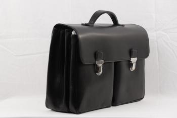 BATTISTONI Black Leather LARGE BRIEFCASE Handbag WORK Business BAG ...