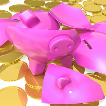 Broken Piggybank Showing Due Payments