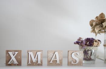Brown and White Wooden Xmas Letter Table Decor