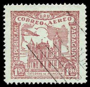 Brown Asuncion Cathedral Airmail Stamp