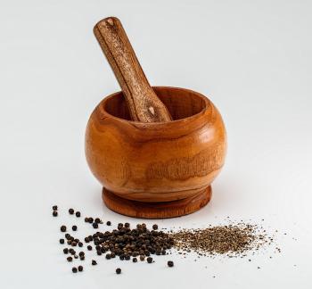 Brown Wooden Mortar Teasle