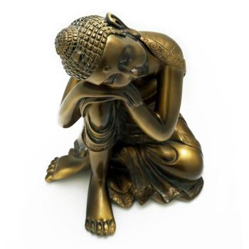 Cast Resin Napping Buddha Statue 10” Tall in Bronze – homenique