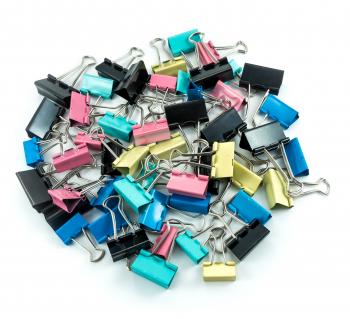 A Lot of Colorful / Multi Color Binder Clips Isolate On a White ...
