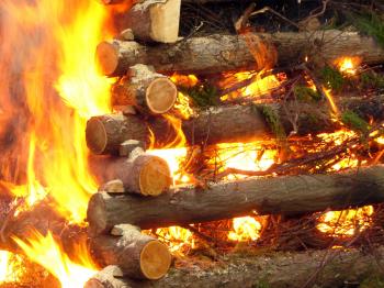 Burning wood