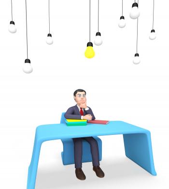 Businessman Lightbulbs Shows Power Sources And Concept 3d Rendering