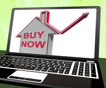 Buy Now House Laptop Shows Real Estate On Market