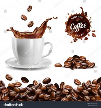 Realistic Vector Set Elements Coffee Beans Stock Vector HD (Royalty ...