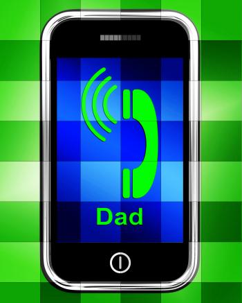 Call Dad On Phone Displays Talk To Father