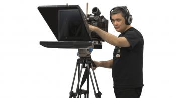 Cameraman and the teleprompter. Full HD footage with alpha channel ...