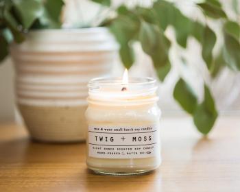Twig Moss Soy Candle Ready to Ship Gift Cascades Best