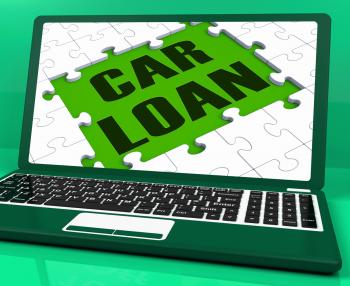 Car Loan On Laptop Shows Automobile Sales Website