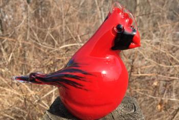 Memorial Glass Cardinal with Cremains by Chris $109.00 | Spirit Pieces