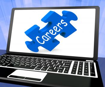 Careers Puzzle On Laptop Shows Online Employments