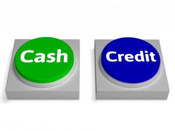 Cash Credit Buttons Shows Currency Or Loan