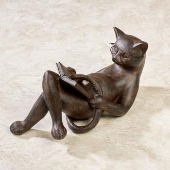 Reading Cat Table Sculpture