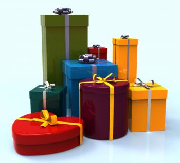 Celebration Giftboxes Indicates Cheerful Greeting And Package