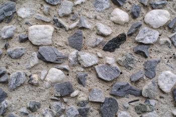 Cemented gravel wall close-up