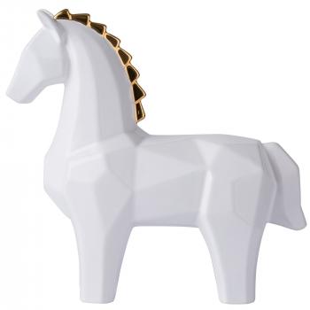 Origami Zoo 401A13WHGO Collectible Ceramic Horse Statue - White w ...