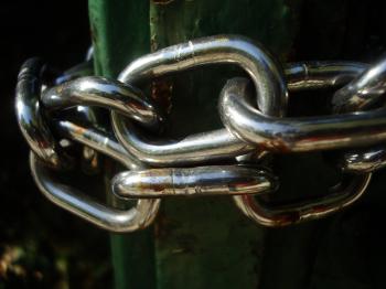 Chains on a metal door