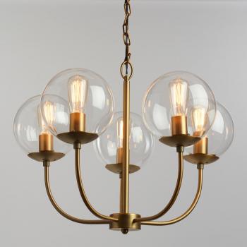 Antique Brass and Glass Globe 5 Light Alessa Chandelier | World Market