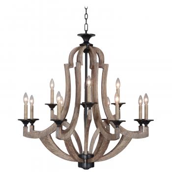 Jeremiah By Craftmade Winton Weathered Pine And Bronze 12 Light ...