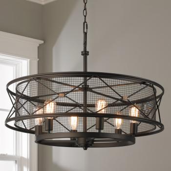 X-Cage Urban 4-Light Drum Shade Chandelier - Shades of Light