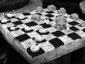 Checkers Game Black and White