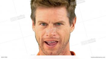 Cheerful Man Winking An Eye On White Background Stock video footage ...