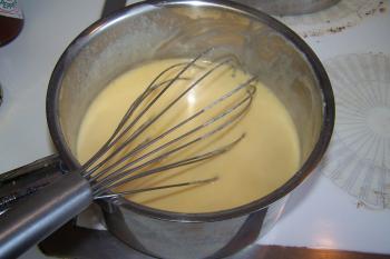 Cheese sauce in saucepan