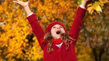 Download Wallpaper 1920x1080 child, girl, autumn, leaves, mood Full ...