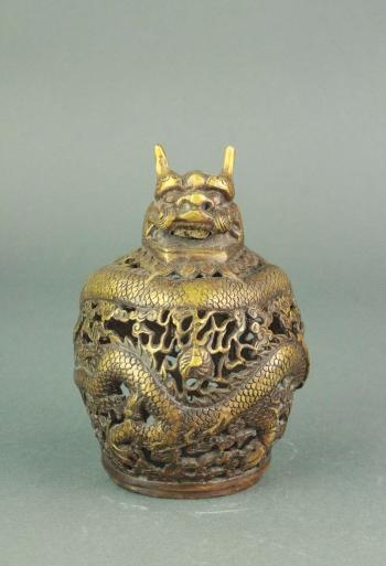 Chinese Bronze Dragon Censer Xuande Mark
