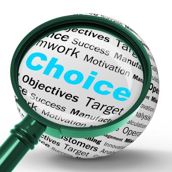 Choice Magnifier Definition Shows Confusion Or Dilemma