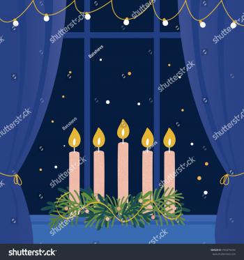 Christmas Advent Wreath Candles On Window Stock Vector 755475034 ...