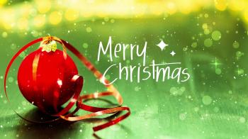Merry Christmas Background. Red Ornament On Green Backdrop Motion ...
