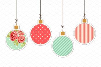 Cute vintage Christmas balls card ~ Illustrations ~ Creative Market