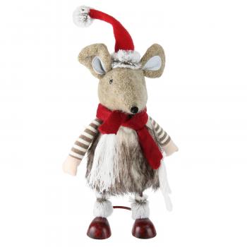 12" Fuzzy Brown Bouncy Bobble Action Mouse Christmas Figure ...