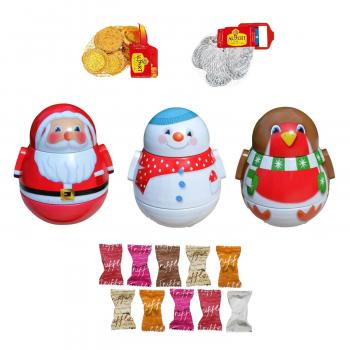 Wobbly Christmas Figures Silver Crane Tin - Filled With Chocolate ...