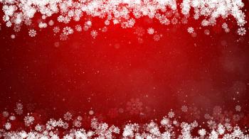 Christmas frame on red. Winter card with glowing snowflakes, stars ...