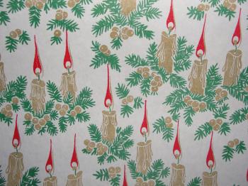 6 feet of vintage christmas wrapping paper old fashioned candles ...