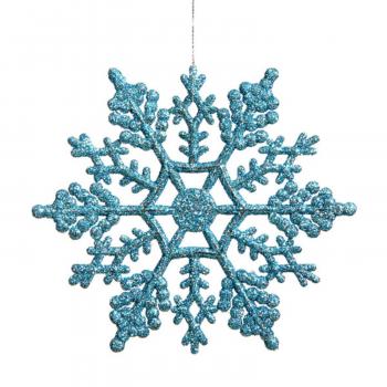 Amazon.com: Club Pack of 24 Turquoise Blue Glitter Snowflake ...